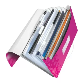 Leitz Carpeta de proyecto WOW PP, Archivo de anillas convencional, A4, Polipropileno (PP), Metálico, Rosa, 200 hojas, 254 mm