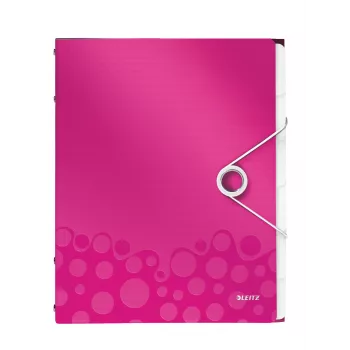 Leitz WOW Carpeta de anillas PP con 6 pestañas, A4, Polipropileno (PP), Metálico, Rosa, 200 hojas, 260 mm, 17 mm