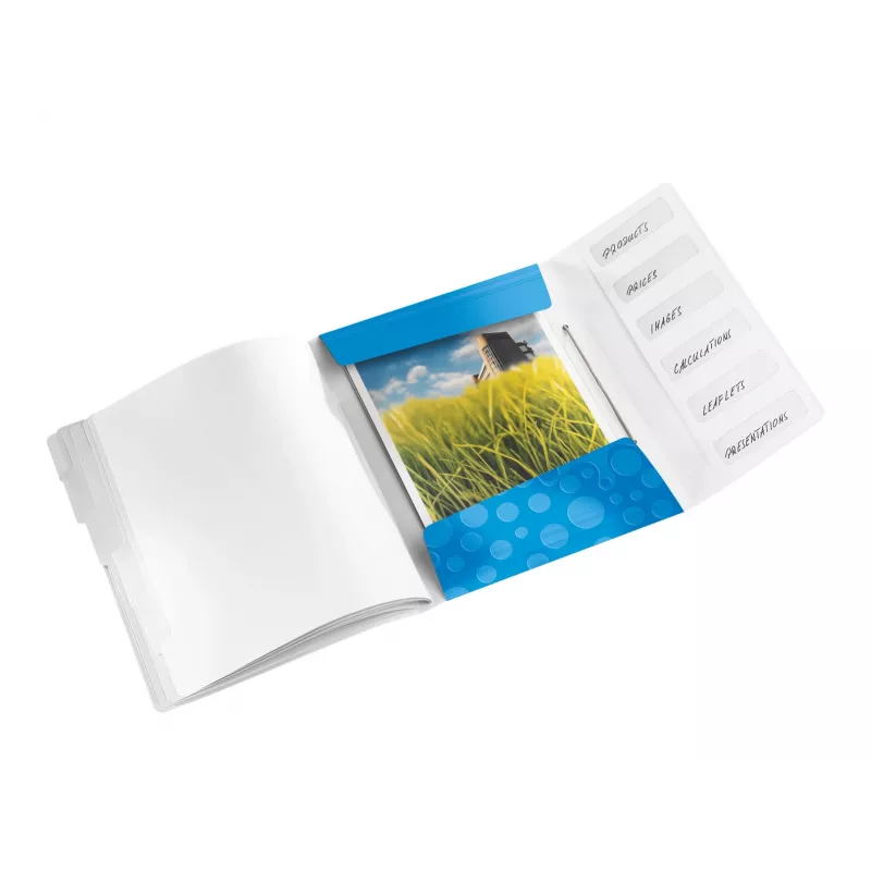 Leitz WOW Libro de separadores PP, 6 pestañas, A4, Polipropileno (PP), Azul, Metálico, 200 hojas, 260 mm, 17 mm