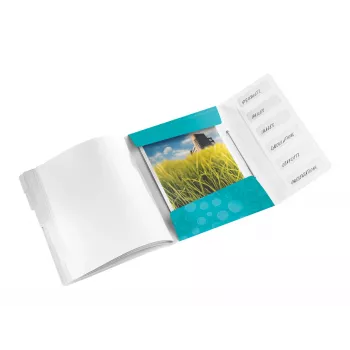 Leitz WOW Libro de índices PP, 6 partes, A4, Polipropileno (PP), Azul, Metálico, 200 hojas, 260 mm, 17 mm