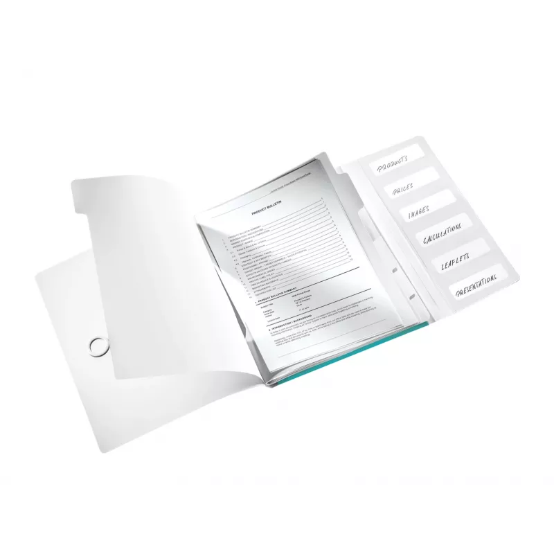 Leitz WOW Libro de índices PP, 6 partes, A4, Polipropileno (PP), Azul, Metálico, 200 hojas, 260 mm, 17 mm