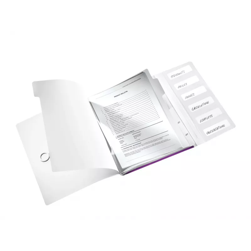 Leitz WOW Libro de separadores PP, 6 separadores, A4, Polipropileno (PP), Metálico, Morado, 200 hojas, 260 mm, 17 mm