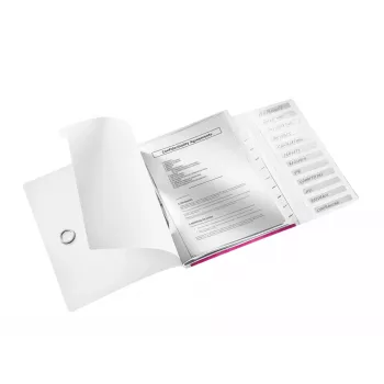 Leitz WOW Libro de separadores de PP, 12 pestañas, A4, Polipropileno (PP), Metálico, Rosa, 200 hojas, 265 mm, 17 mm