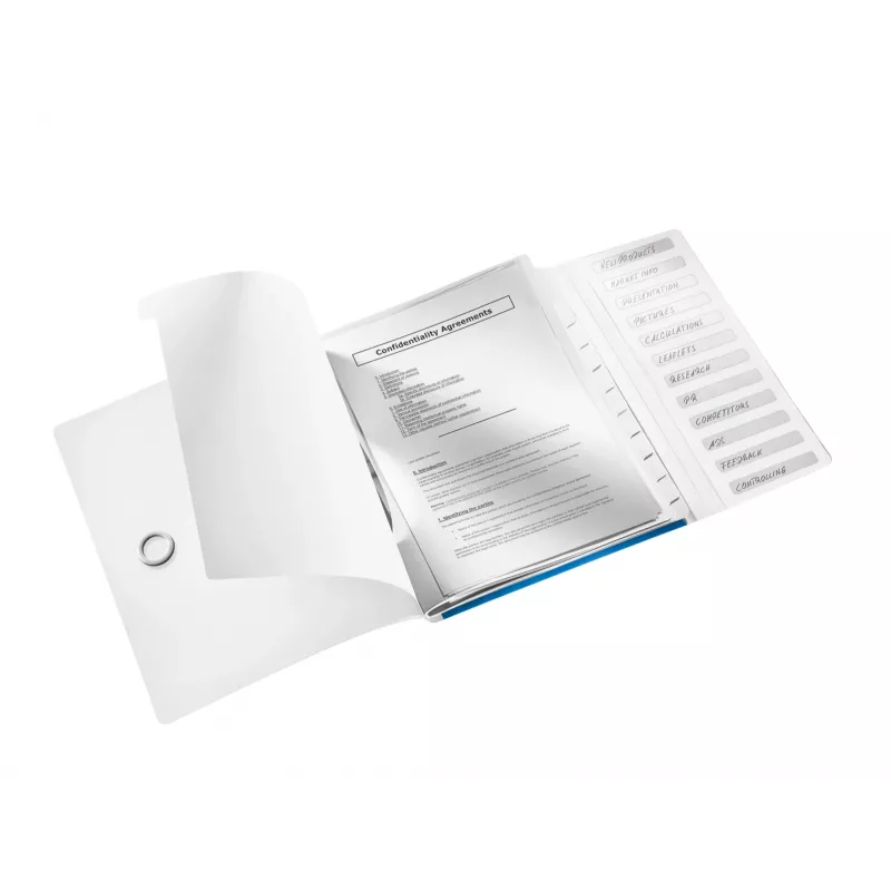 Leitz Registerbuch WOW PP 12 pestañas, A4, polipropileno (PP), azul, metálico, 200 hojas, 265 mm, 17 mm