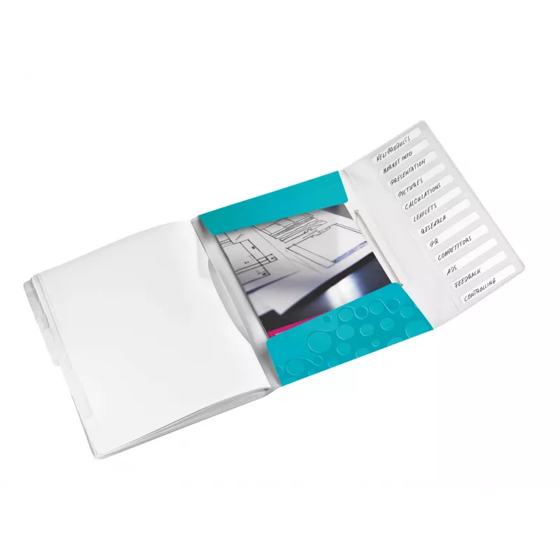 Leitz WOW separador de PP, 12 pestañas, A4, polipropileno (PP), azul, metálico, 200 hojas, 265 mm, 17 mm
