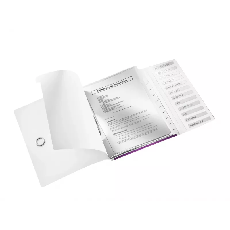 Leitz libro separador WOW PP 12 pestañas, A4, polipropileno (PP), metálico, lila, 200 hojas, 265 mm, 17 mm