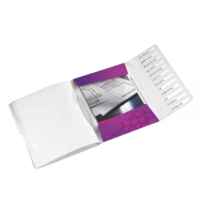 Leitz libro separador WOW PP 12 pestañas, A4, polipropileno (PP), metálico, lila, 200 hojas, 265 mm, 17 mm