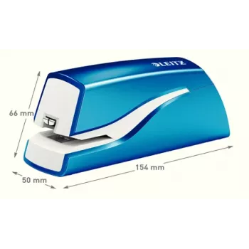 Leitz NeXXt Grapadora a batería WOW 5566, 10 hojas, 1 cm, plástico, azul, blanco, batería, 50 mm