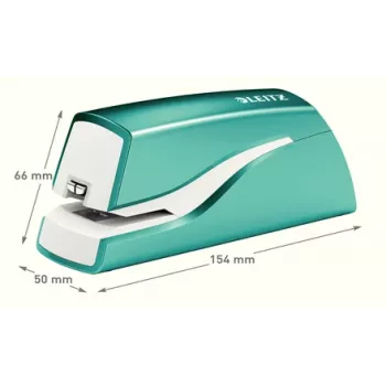 Leitz NeXXt Grapadora a batería WOW 5566, 10 hojas, 1 cm, plástico, azul, blanco, batería, 50 mm