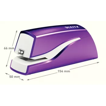 Leitz NeXXt Grapadora a batería WOW 5566, 10 hojas, 1 cm, plástico, morado, blanco, batería, 50 mm
