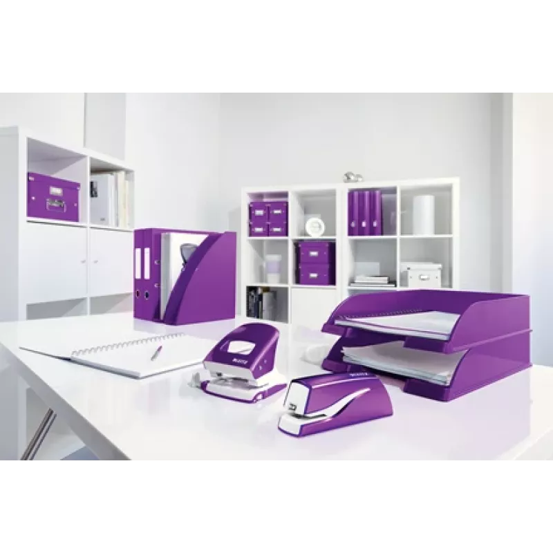 Leitz NeXXt Grapadora a batería WOW 5566, 10 hojas, 1 cm, plástico, morado, blanco, batería, 50 mm