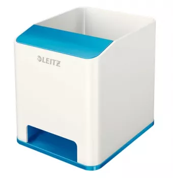 Leitz Portalápices Sound WOW, azul, blanco, poliestireno, 90 mm, 101 mm, 100 mm, 140 g
