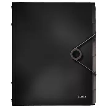 Leitz Trennbuch Solid 6 pestañas, carpeta con solapa, A4, polipropileno (PP), negro, 200 hojas, 80 g/m²