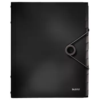 Leitz Trennbuch Solid con 12 pestañas, carpeta con solapa, A4, polipropileno (PP), negro, 200 hojas, 80 g/m²
