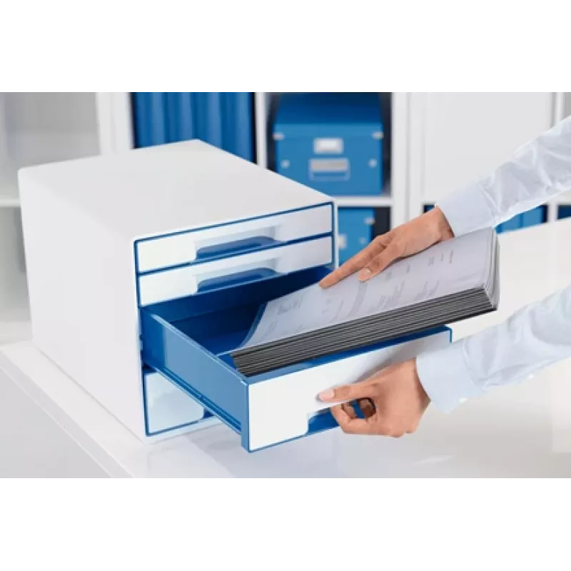 Leitz cajonera WOW Cube 4 cajones, 4 cajones, plástico, azul, blanco, 1 ud., 287 mm, 270 mm