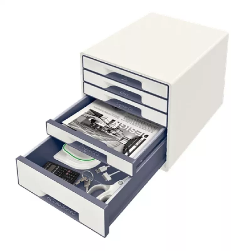 Leitz cajonera WOW Cube 5 cajones, 5 cajones, plástico, blanco, 1 ud., 270 mm, 287 mm