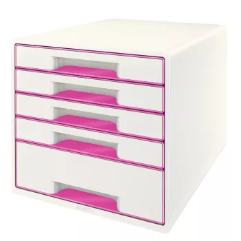 Leitz cajonera WOW Cube 5 cajones, 5 cajones, plástico, rosa, blanco, 1 ud., 270 mm, 287 mm