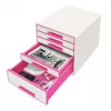 Leitz cajonera WOW Cube 5 cajones, 5 cajones, plástico, rosa, blanco, 1 ud., 270 mm, 287 mm