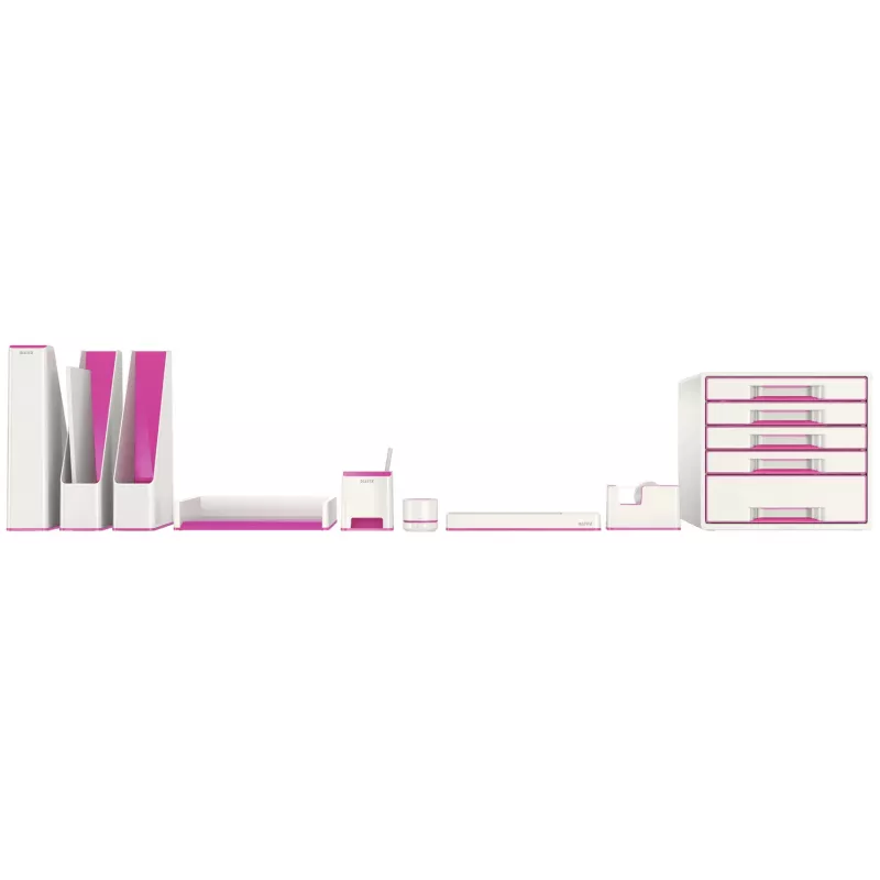 Leitz cajonera WOW Cube 5 cajones, 5 cajones, plástico, rosa, blanco, 1 ud., 270 mm, 287 mm