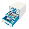 Leitz cajonera WOW Cube 5 cajones, 5 cajones, plástico, azul, blanco, 1 ud., 287 mm, 270 mm