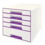 Leitz cajonera WOW Cube 5 cajones, 5 cajones, plástico, violeta, blanco, 1 ud., 287 mm, 270 mm