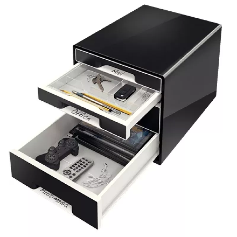 Leitz Desk Cube 4 cajones, 4 cajones, plástico, negro, 1 ud., 270 mm, 287 mm