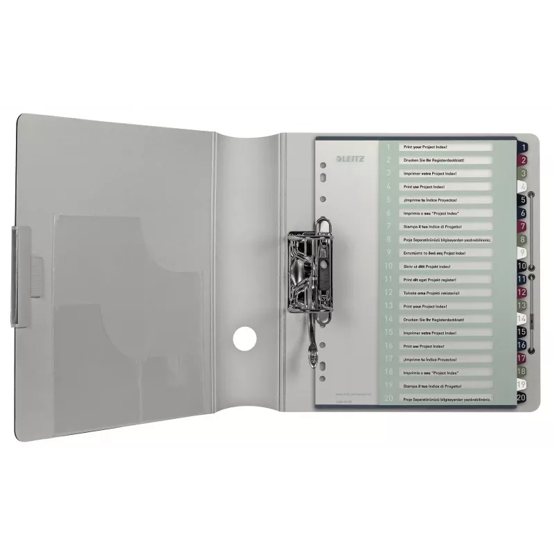 Leitz índice PC imprimible 1-20 Style PP A4+, índice numérico con pestañas, polipropileno (PP), multicolor, vertical, A4 Maxi, 245 mm