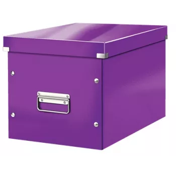 Leitz caja Click & Store WOW Cube caja de almacenamiento grande, caja de almacenamiento, lila, rectangular, cartón, monocromático, interior