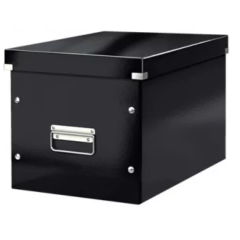 Leitz caja Click & Store WOW Cube caja de almacenamiento grande, caja de almacenamiento, negro, rectangular, cartón, monocromático, interior