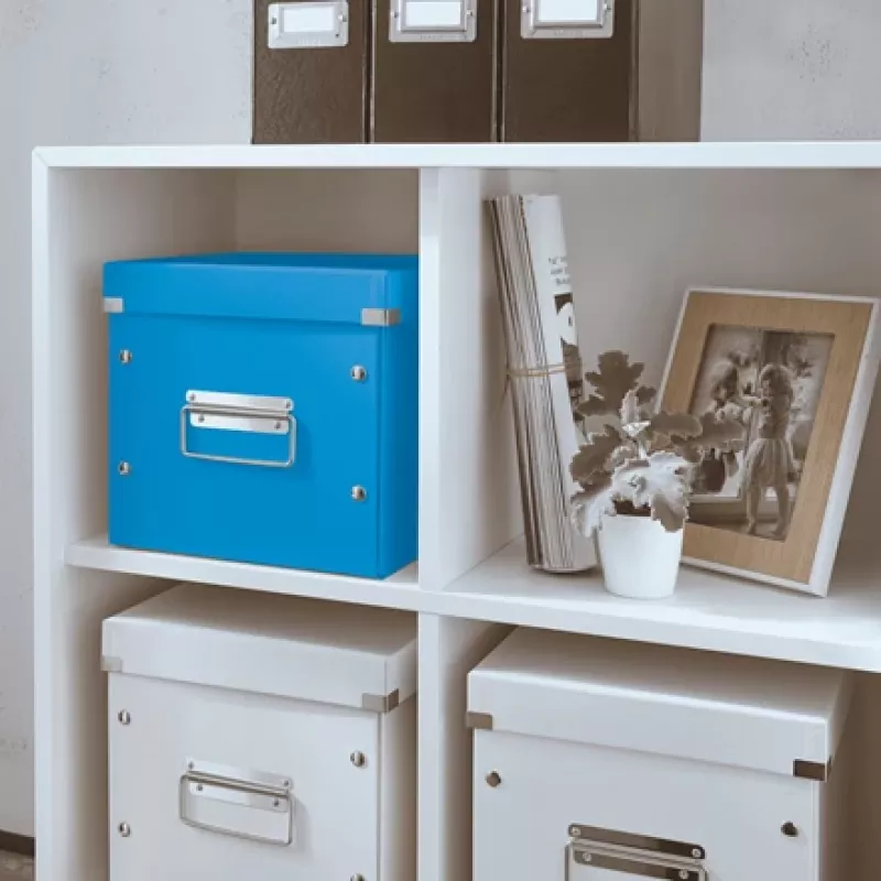 Leitz caja de almacenamiento Click & Store WOW Cube Medium, caja de almacenamiento, azul, rectangular, cartón, monocromático, interior