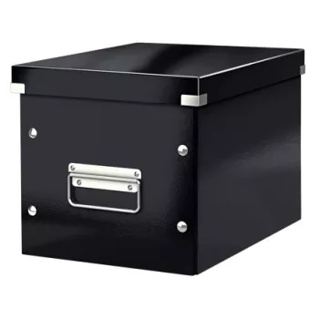 Leitz Click & Store WOW Cube Medium caja de almacenamiento, caja de almacenamiento, negro, rectangular, cartón, monocromático, interior