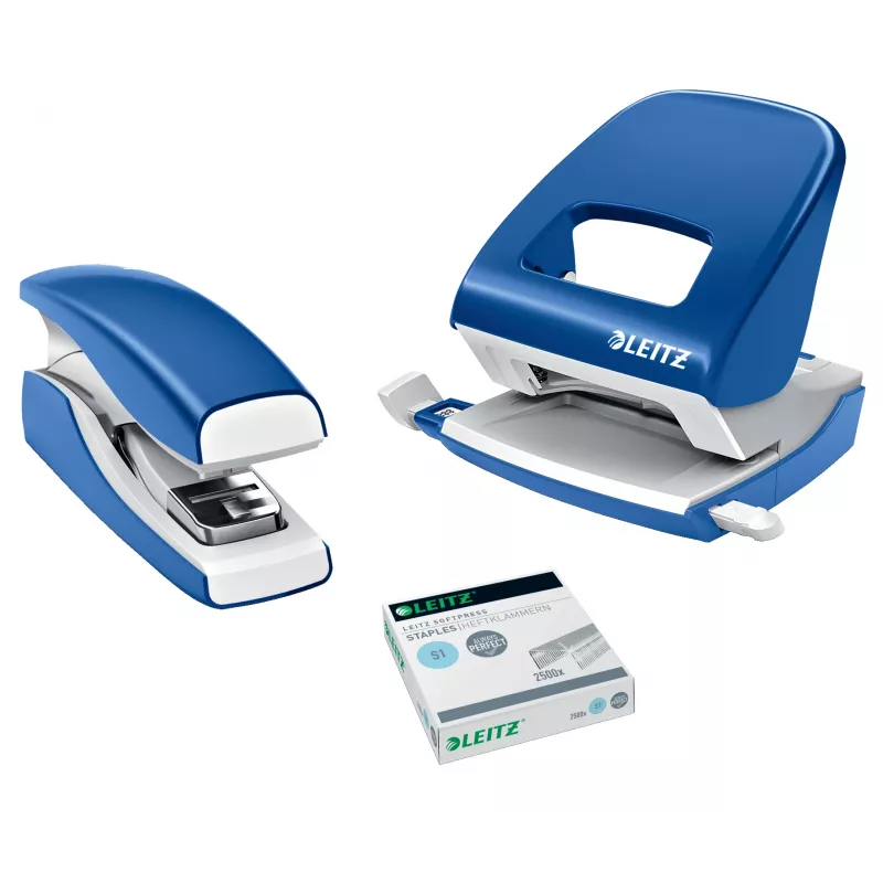 Leitz Grapadora Softpress clinch plano 30 hojas, 30 hojas, azul, clinch plano, grapas Leitz Softpress, plástico, 80 g/m²