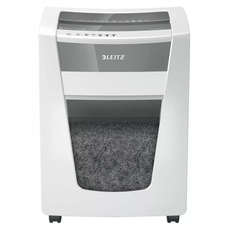 Leitz IQ Office Pro Destructora de documentos P5, microcorte, 23 cm, 2 x 15 mm, 30 l, 300 hojas, 55 dB