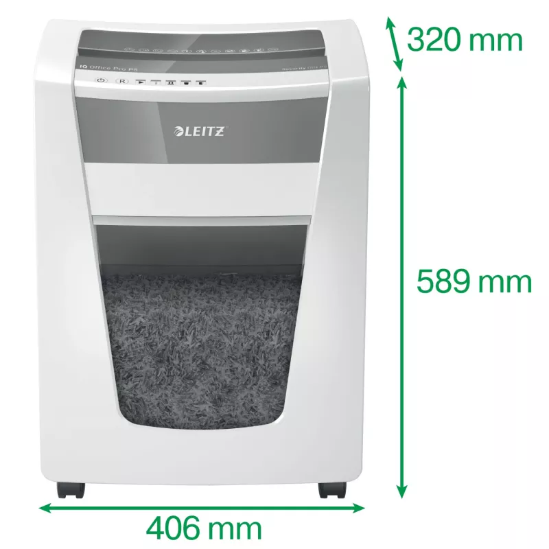 Leitz IQ Office Pro Destructora de documentos P5, microcorte, 23 cm, 2 x 15 mm, 30 l, 300 hojas, 55 dB