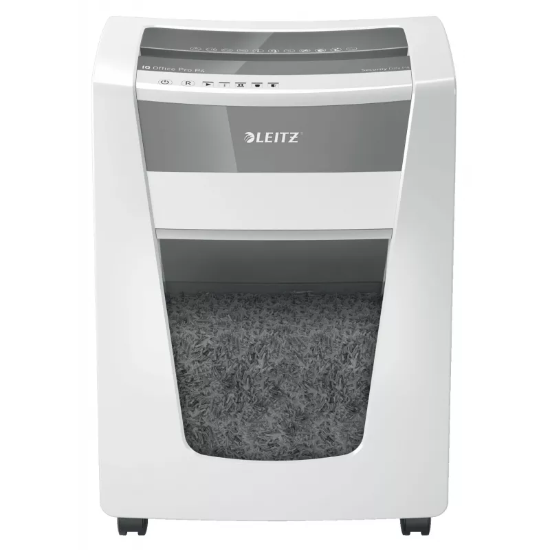 Leitz IQ Office Pro Destructora de documentos P4, corte cruzado, 23 cm, 4 x 40 mm, 30 L, 275 hojas, 55 dB