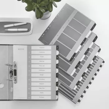 Leitz Índices Printable PP A4+ 1-5 WOW blanco/negro, separador numérico, polipropileno (PP), negro, blanco, A4 Maxi, 245 mm, 305 mm