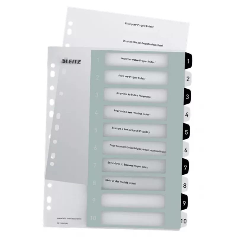 Leitz Índices Printable PP A4+ 1-10 WOW blanco/negro