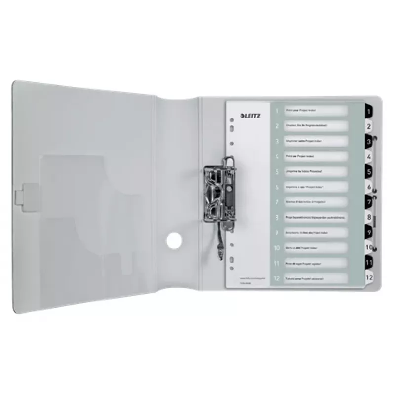 Leitz Índices Printable PP A4+ 1-12 WOW blanco/negro, separador numérico, polipropileno (PP), negro, blanco, A4 Maxi, 245 mm, 305 mm