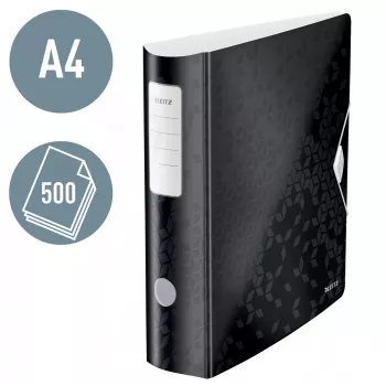 Leitz Archivo de palanca Active PP WOW A4/80 mm, A4, anilla D, almacenamiento, polyfoam, negro, 500 hojas