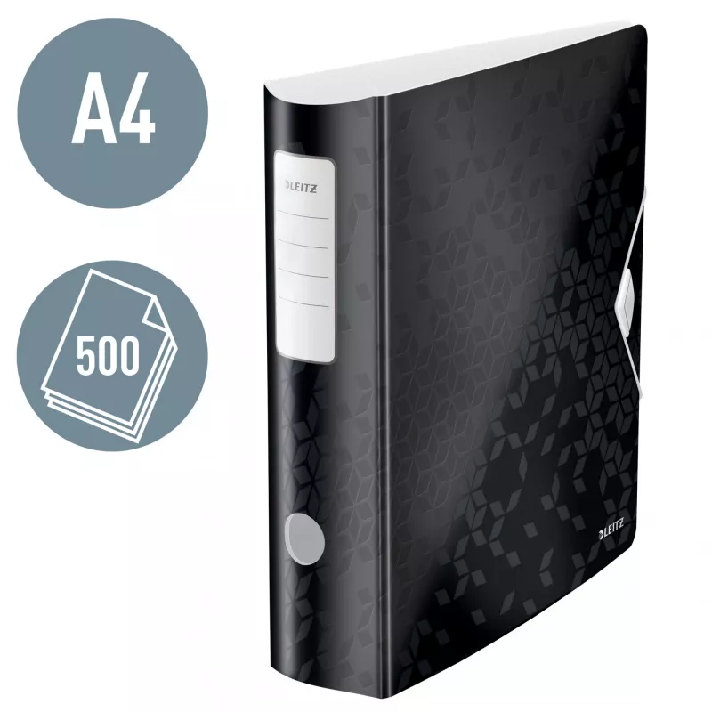 Leitz Archivo de palanca Active PP WOW A4/80 mm, A4, anilla D, almacenamiento, polyfoam, negro, 500 hojas