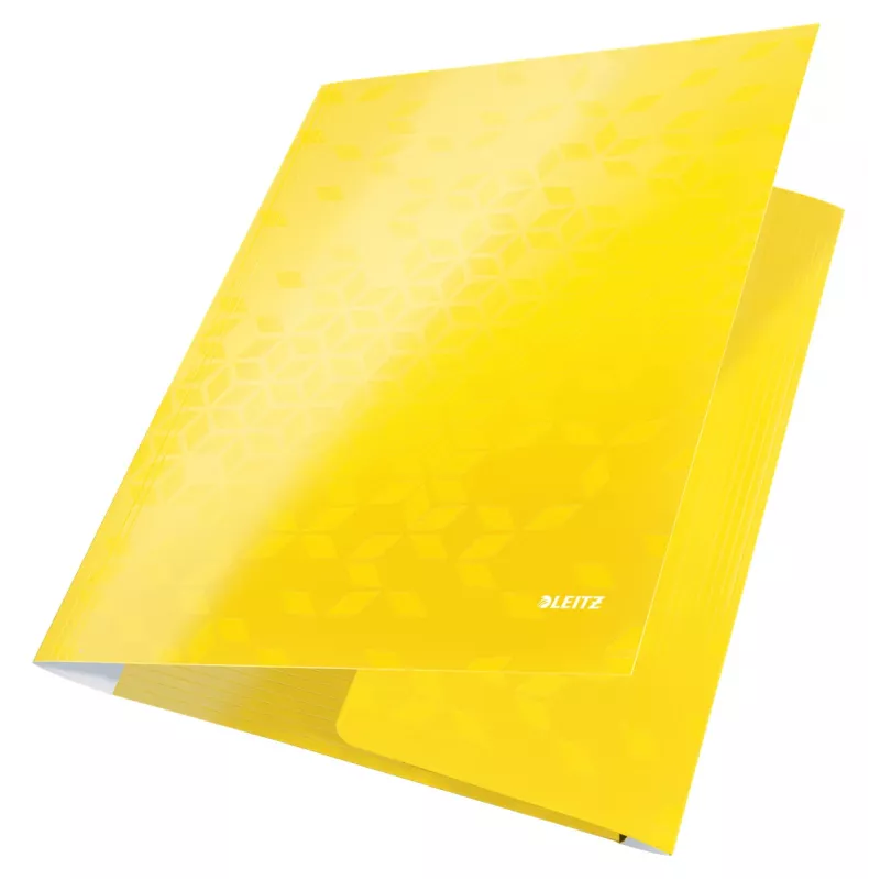 Leitz Carpeta de 3 solapas WOW Card/POB A4, carpeta de presentación, A4, polipropileno (PP), amarillo, 250 hojas, 80 g/m²
