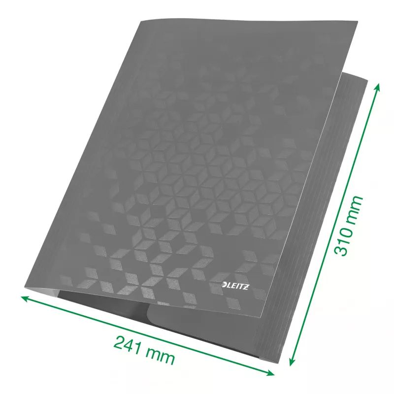 Leitz Carpeta de 3 solapas WOW Card/POB A4, carpeta con solapas, A4, polipropileno (PP), negro, 150 hojas, goma elástica