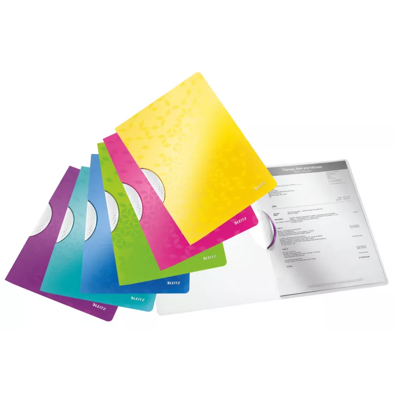 Leitz Carpeta transparente ColorClip WOW A4 PP, carpeta de presentación, A4, polipropileno (PP), blanco, 30 hojas, 80 g/m²