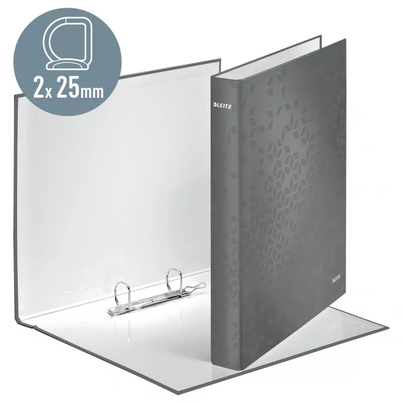 Leitz Archivador de anillas WOW laminado A4+ 2DR/25mm, A4+, anilla D, cartón, amarillo, 250 hojas, 80 g/m²