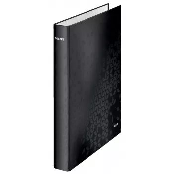 Leitz Archivador de anillas WOW laminado A4+ 2DR/25mm, A4+, anilla D, cartón, negro, 250 hojas, 80 g/m²