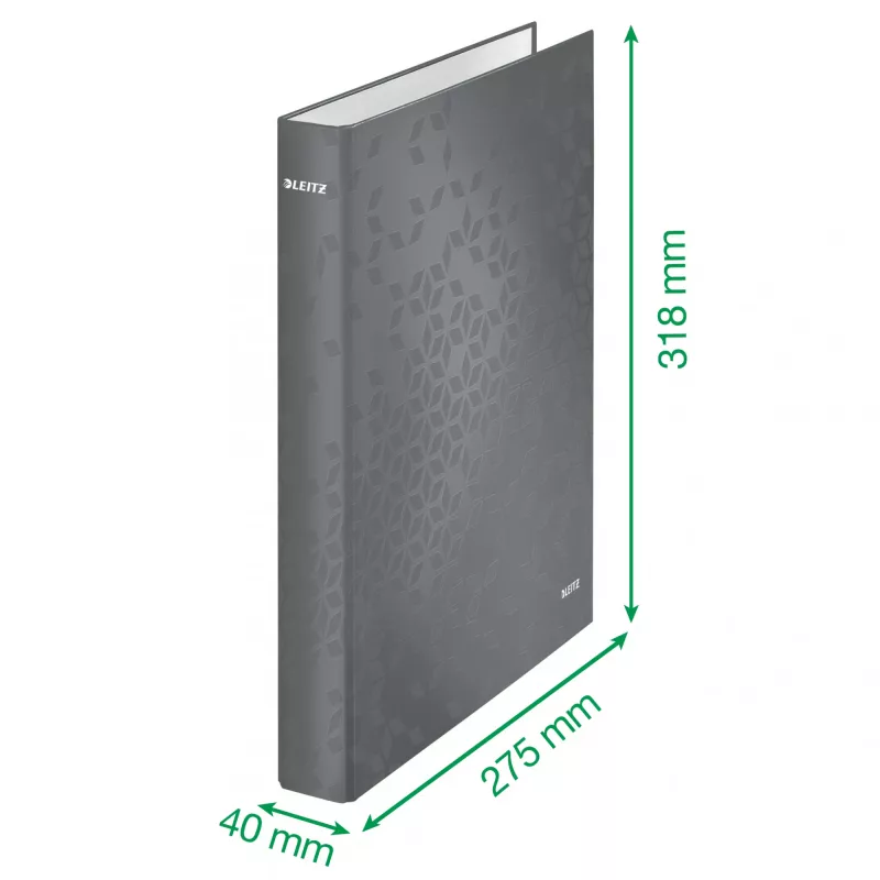 Leitz Archivador de anillas WOW laminado A4+ 2DR/25mm, A4+, anilla D, cartón, negro, 250 hojas, 80 g/m²