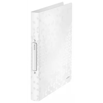 Leitz Archivador de anillas WOW PP A4 2RR/25mm, A4, anilla redonda, polipropileno (PP), blanco, 190 hojas, 80 g/m²