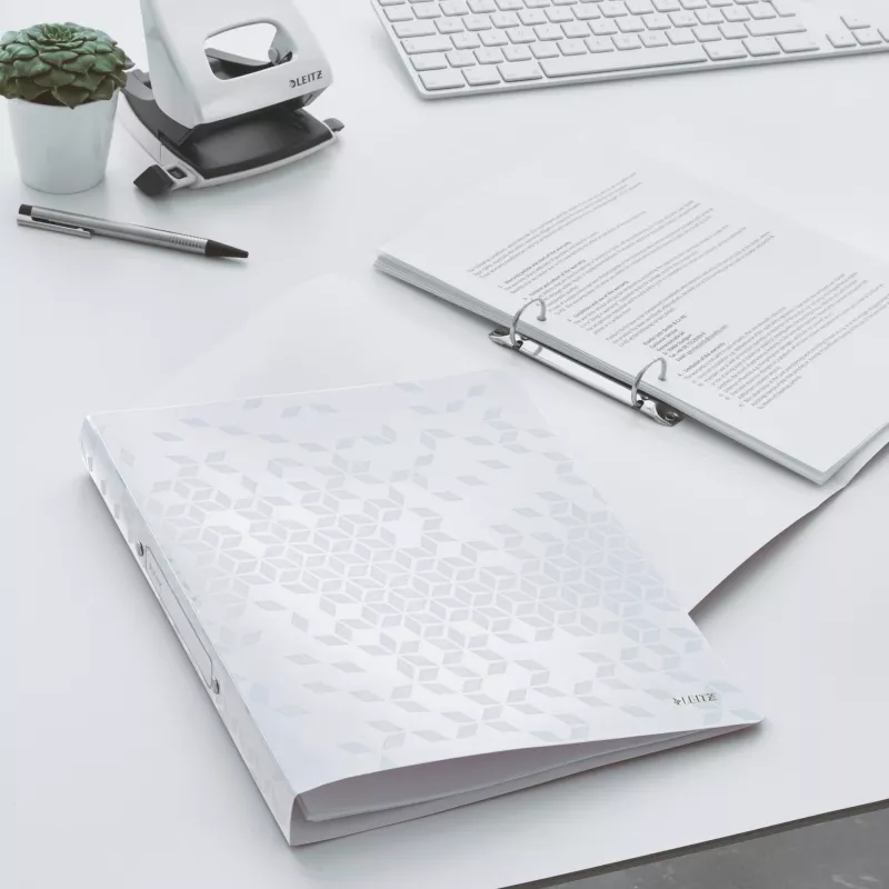 Leitz Archivador de anillas WOW PP A4 2RR/25mm, A4, anilla redonda, polipropileno (PP), blanco, 190 hojas, 80 g/m²