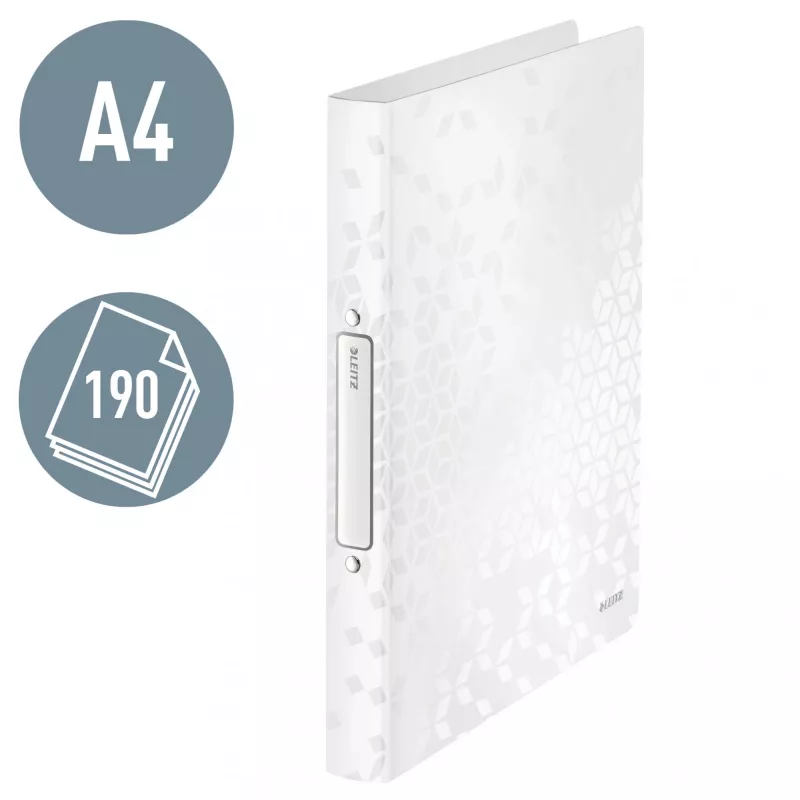 Leitz Archivador de anillas WOW PP A4 2RR/25mm, A4, anilla redonda, polipropileno (PP), blanco, 190 hojas, 80 g/m²