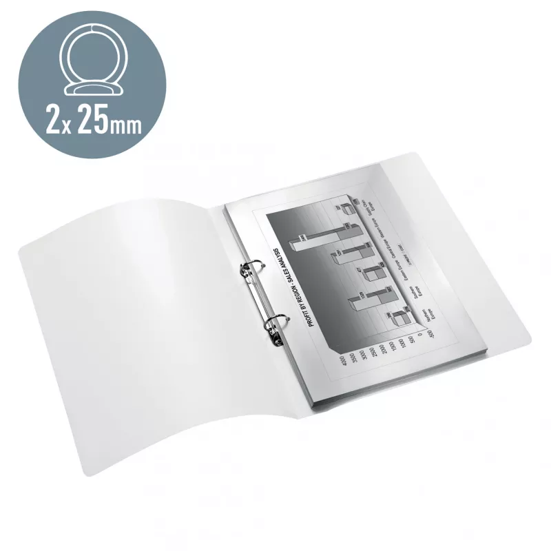 Leitz Archivador de anillas WOW PP A4 2RR/25mm, A4, anilla redonda, polipropileno (PP), blanco, 190 hojas, 80 g/m²